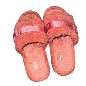 UGG ‘Fluffita’ Pink Strawberry Shake Sheepskin Platform Slide Sandal Size 9